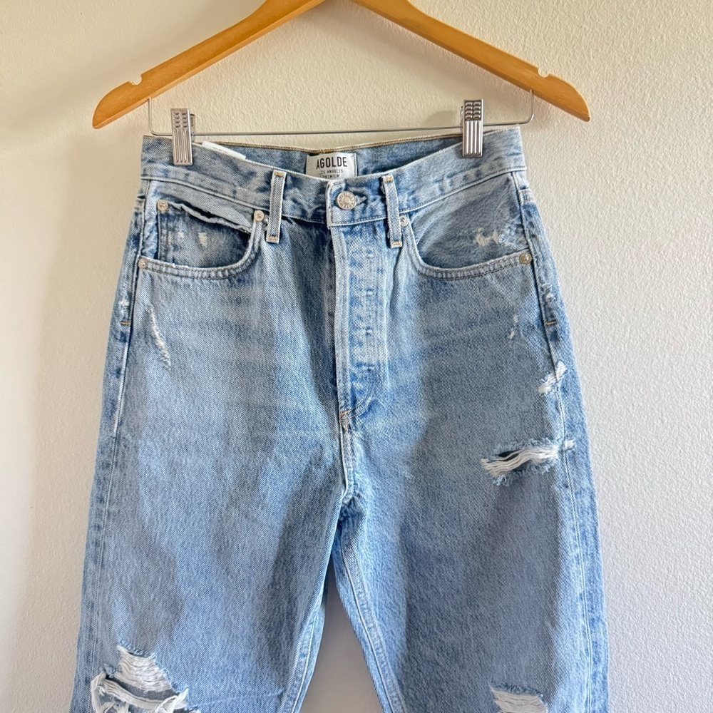 Agolde 90s Jeans Distressed Mid-Rise Button Fly Jeans size 25 - Picture 8 of 11